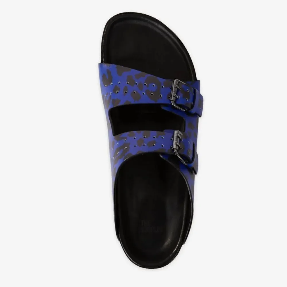 THE KOOPLES BLUE LEATHER LEOPARD-PRINT SANDALS NIB size 41